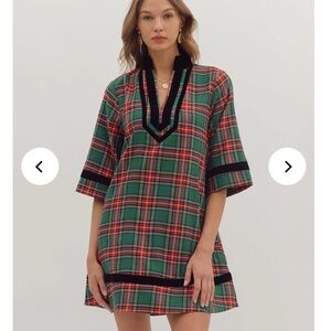 Entro Green and Red Plaid Dress